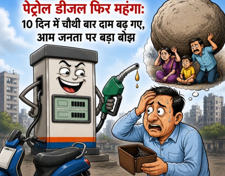 पेट्रोल-डीजल फिर महंगा: 10 दिनों में चौथी बार बढ़े दाम, आम जनता पर बढ़ा बोझ