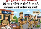 दुर्ग पुलिस में बड़ा फेरबदल: 10 थाना-चौकी प्रभारियों के तबादले, कई प्रमुख थानों को मिले नए प्रभारी