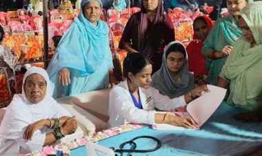 धार्मिक आयोजन के साथ सामाजिक सरोकार, महिलाओं के लिए लगाया गया निःशुल्क स्वास्थ्य शिविर