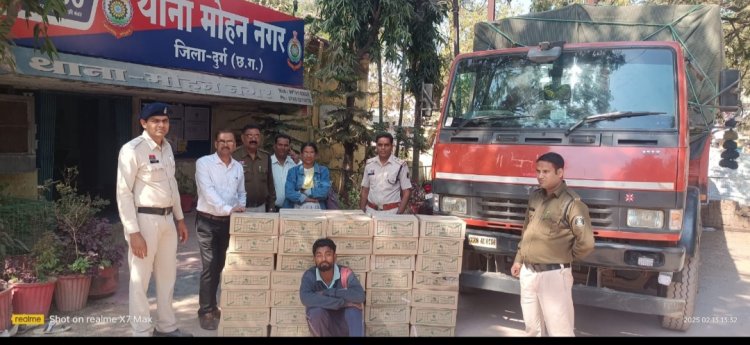जिला दुर्ग पुलिस की बडी कार्यवाही चौकी जेवरा सिरसा , थाना मोहन नगर , एसीसीयु दुर्ग ,आबकारी विभाग दुर्ग की संयुक्त कार्यवाही, आरोपियों से कुल 442 पेटी शराब व परिवहन मे प्रयुक्त एक माजदा वाहन एवं मोटर सायकल स्प्लेंडर जप्त