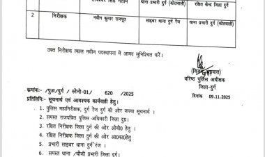 प्रशासनिक कारणों से दुर्ग कोतवाली व सायबर थाना के प्रभारी बदले गए