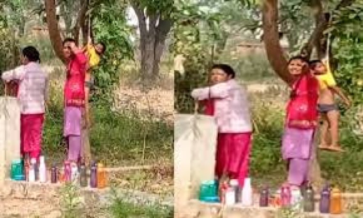 मासूम को अमानवीय सजा: शर्ट में फंसाकर पेड़ से लटकाया, VIDEO सामने आने पर पालकों में आक्रोश