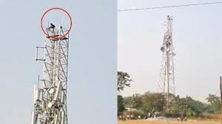 शराब के नशे में ‘शोले स्टाइल’ ड्रामा, पत्नी को बुलाने टावर पर चढ़ा युवक