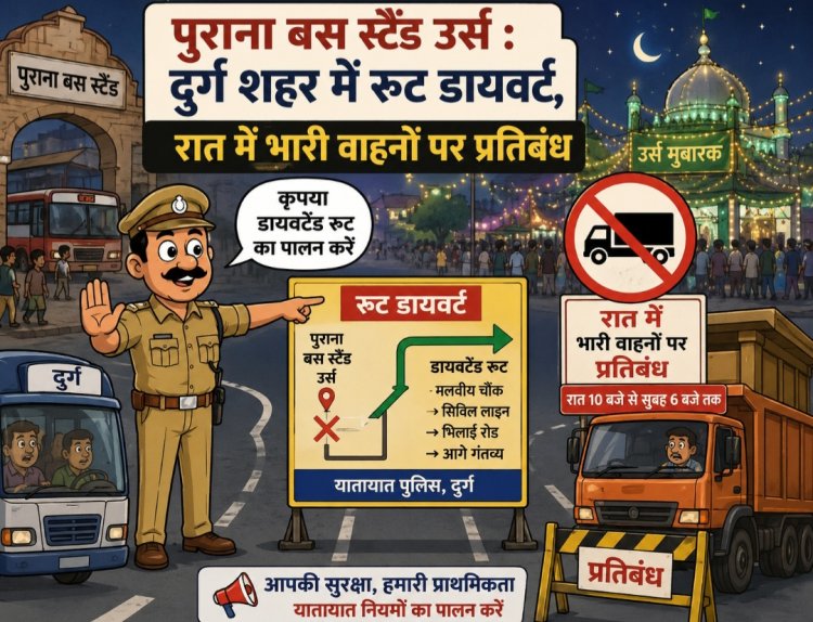 पुराना बस स्टैंड उर्स : दुर्ग शहर में रूट डायवर्ट, रात में भारी वाहनों पर प्रतिबंध