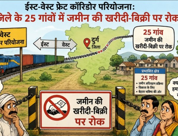 ईस्ट-वेस्ट फ्रेट कॉरिडोर परियोजना: दुर्ग जिले के 25 गांवों में जमीन की खरीदी-बिक्री पर रोक