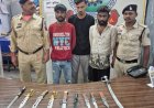 अपराध से पहले वार: दुर्ग पुलिस की चेकिंग में 05 पकड़े गए, 10 धारदार हथियार जप्त