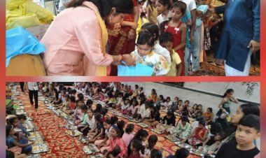 दुर्ग के सत्तीचौरा मंदिर में नवरात्र के 9 दिन बेटियों की पूजा, रोज 150 से अधिक कन्याओं को कराया जा रहा भोज