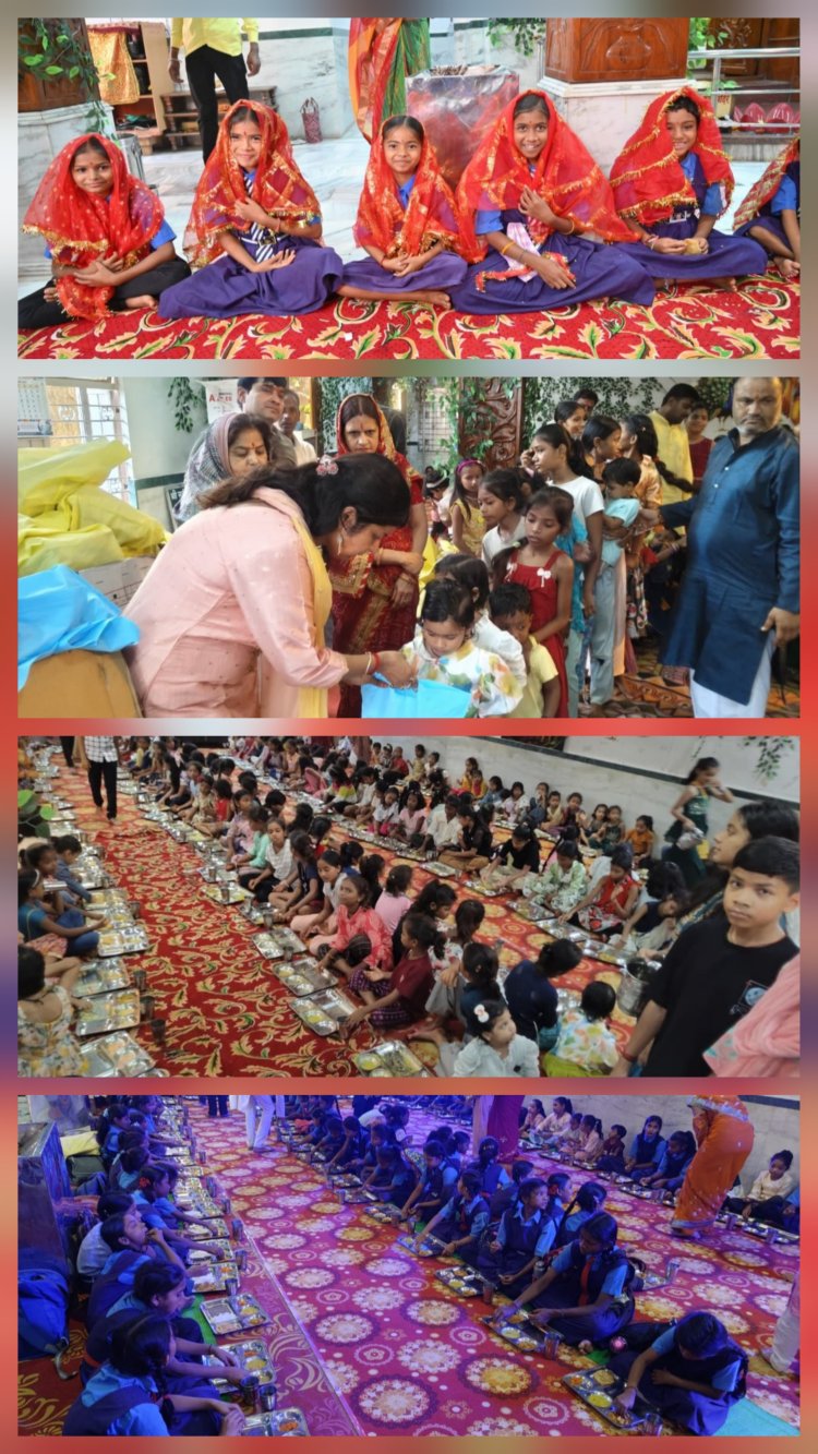 दुर्ग के सत्तीचौरा मंदिर में नवरात्र के 9 दिन बेटियों की पूजा, रोज 150 से अधिक कन्याओं को कराया जा रहा भोज